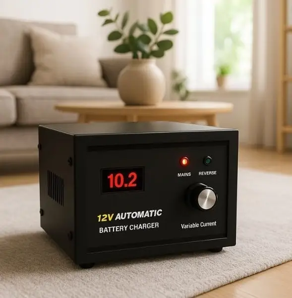 SAMCO 12 Volt BATTERY CHARGER with digital display and 0–10A adjustable SMPS