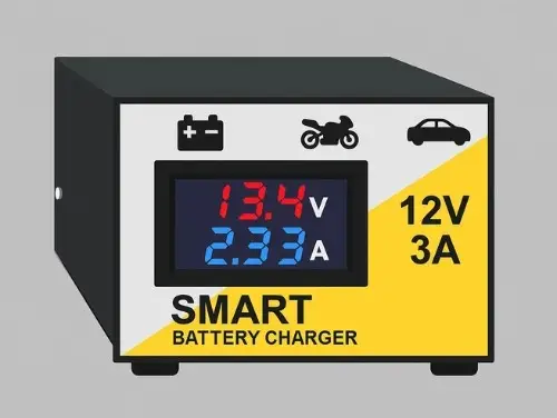 SAMCO bike battery charger 12V 3A with digital display and auto cut-off