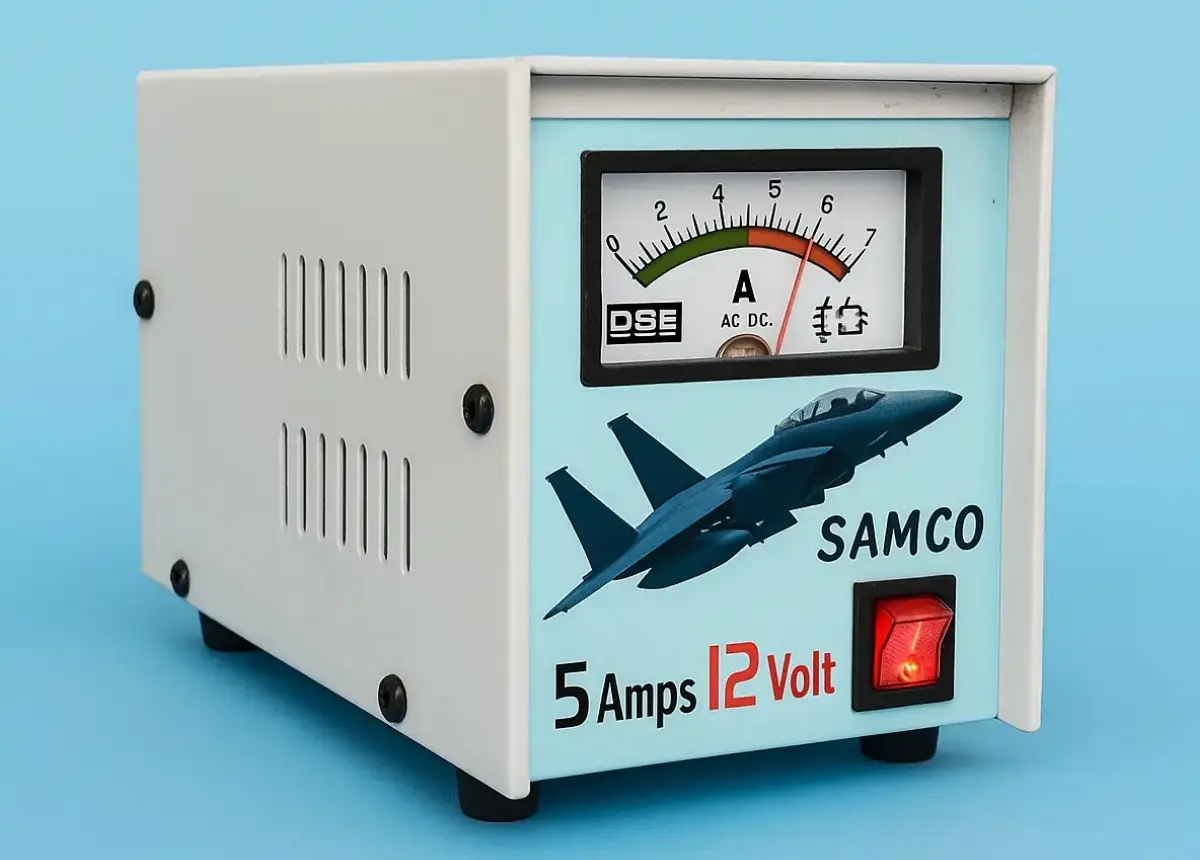 SMPS battery charger 12V 5A with analog current meter and metal body by SAMCO